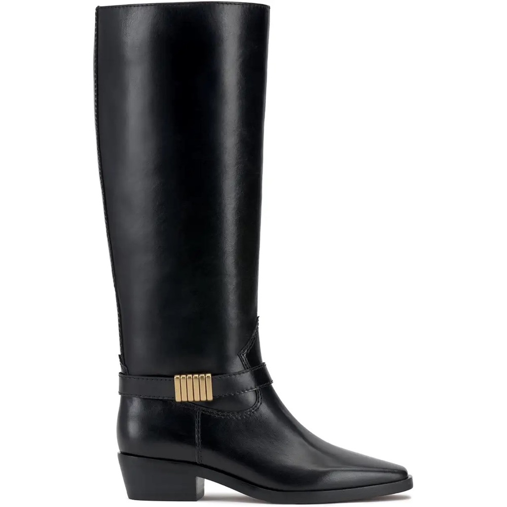 NEW Vince Camuto Melise Black Leather Knee-High Boots Riding Equestrian Style 11 - Picture 4 of 12
